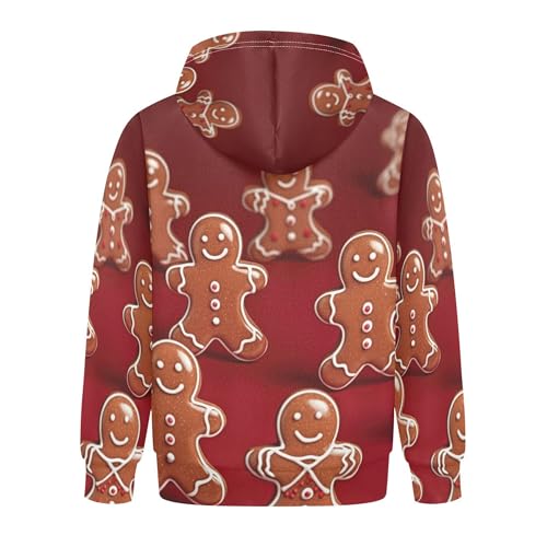 Kids Hoodies Sweaters Christmas Gingerbread Hooded Sweatshirts with Big Pockets for Boys Girls B04000202