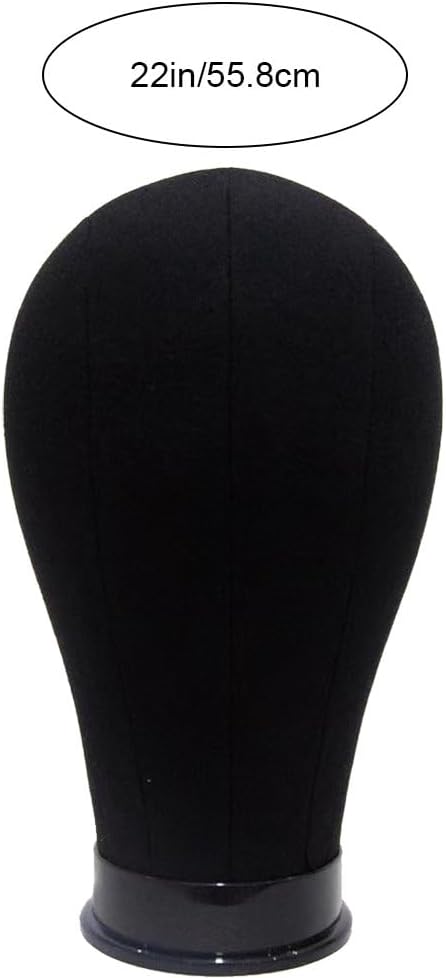 Canvas Block Head 22 Inch Mannequin Mainkin Head for Hair Extension Lace Wigs Display Cork Canvas Block Head Wig Stand