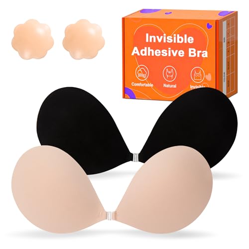 Image of Sticky Bra Push Up,Backless Strapless Bra,Ultra Adhesive Bra,Stick on Bra Push Up for Women with Nipple Covers