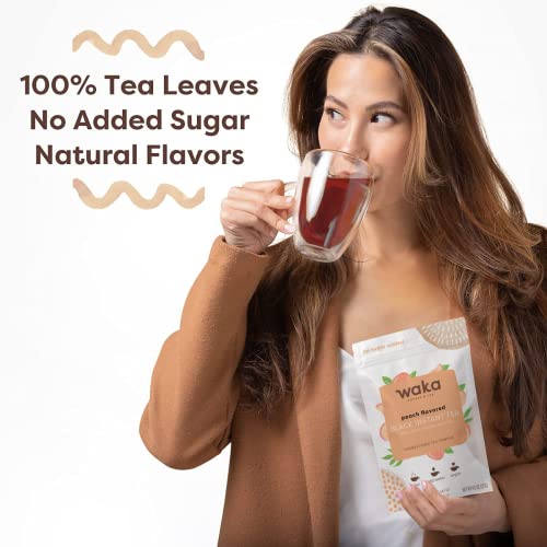 Waka Quality Instant Tea — No Sugar Added & Unsweetened Concentrated Peach Flavored Black Tea Powder — 100% Tea Leaves — 4.5 Oz Bulk Bag For Hot Or Iced Tea #TOP4