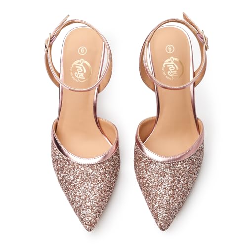 Trary Heels Women Pumps Closed Toe Ankle Strap Pointed Toe Heeled Sandals for Women Stiletto Wedding Dress Shoes4