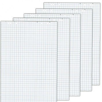 5x Flip Chart Pads, each pad – 20 Blattvorder and back Blanco White Quality: White, 80 g/Qmausführung: 6 Compartment multi-punched and Perforiertgröße: 68x99 cm