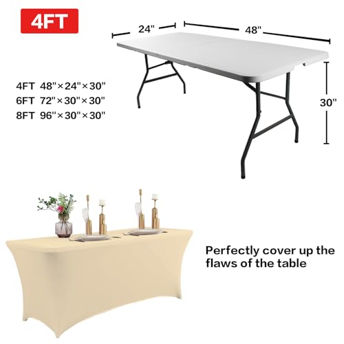 IVAPUPU 6FT Table Cloth for Rectangular Fitted Events Stretch Champagne Table Covers Washable Cover Spandex Tablecloth Protector for Party, Wedding, Cocktail, Banquet, Festival by IVAPUPU - Image 3