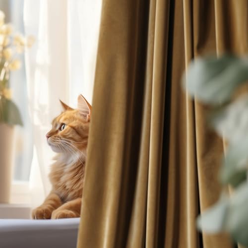 Beauoop Golden Brown Velvet Curtains 84 Inches Long 2 Panels for Bedroom Living Room Soft Luxury Room Darkening Thermal Insulated Soundproof Rod Pocket Window Treatments Drapes, 52X84 Set of 2 - Image 4