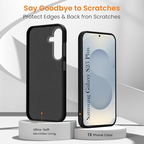 Image of Jkobi Rubberised Back Cover Case for Samsung Galaxy S25 Plus (Textured Grip Design | Micro-Fiber Cloth Inside | Slim and Light Weight | Soft Touch and Feel)