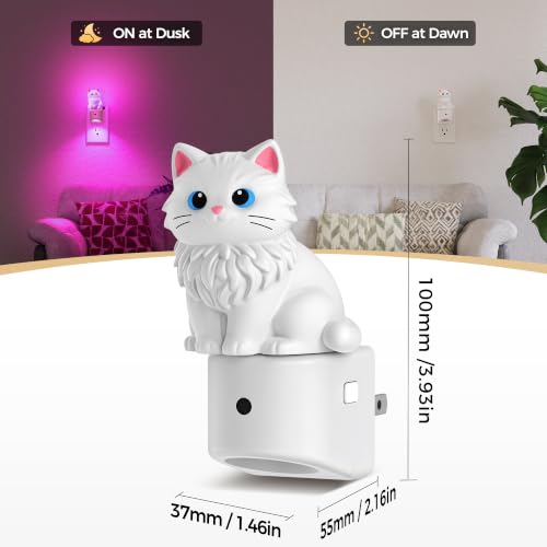 Image of DORESshop LED Night Light for Kids, Ragdoll Cat Night Lights Plug into Wall, 8 Colors+ Soft White 3000K Nightlight, Dusk to Dawn Sensor, Nightlights for Kids Room, Bedroom, Birthday Gift