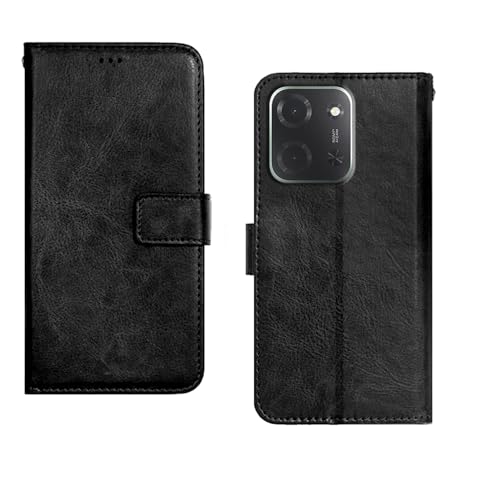 Image of amazon basics Poco C85 5G Flip Cover | Card Pockets Wallet & Stand | Flip Cover for Poco C85 5G (Black)