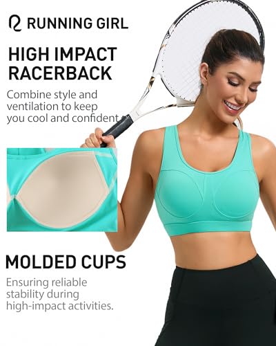 Image of RUNNING GIRL Sports Bras for Women High Support Moulded Cup High Impact Sports Bras Racerback Workout Running Yoga Bra