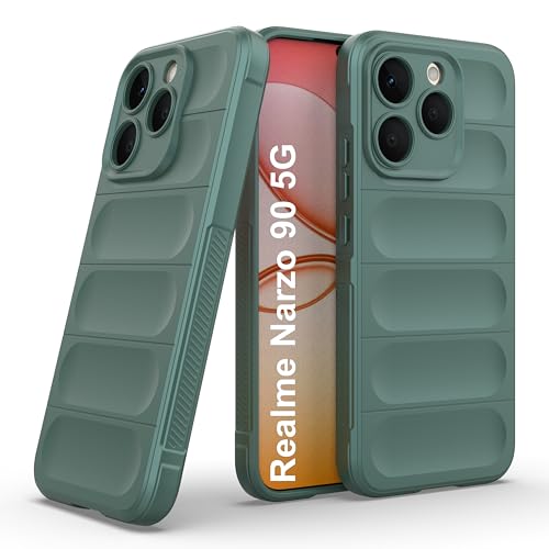 Image of Zapcase Back Case Cover for Realme Narzo 90 5G | Compatible for Realme Narzo 90 5G Back Cover | Liquid Silicon Magic Case for with Camera Protection | Dark Green
