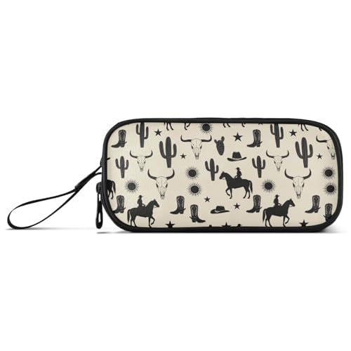 Image of J JOYSAY Western Cowboy Cactus Beige Pencil Case Large Big Capacity Pencil Holder for Girls Boys Office Organizer for Office Supplies Travel Accessories