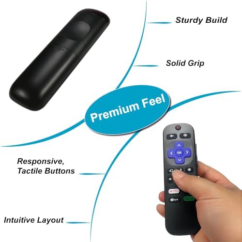 Gaoekoius Replacement Remote Control for Roku TV, Black, Plug-and-Play, with Netflix, Hulu, Disney+ Shortcut Buttons - 3