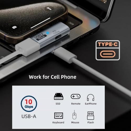 Image of ETZIN Type C 3.2 OTG Splitter, USB C to USB Adapter with Type C 100W PD Fast Charging, Durable and Universal OTG Converter. EPL-1207CC.