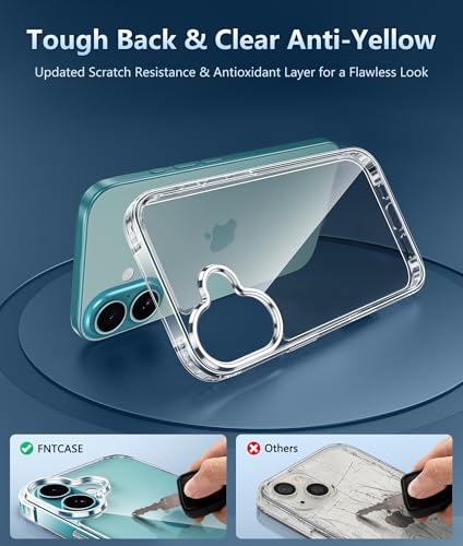 Image of FNTCASE for iPhone 16 Plus Case: Clear Phone Cases Compatible with Magsafe Slim Anti Yellowing Military Grade Drop Protection Rugged Shockproof Protective Transparent Cell Cover (D-Transparent)