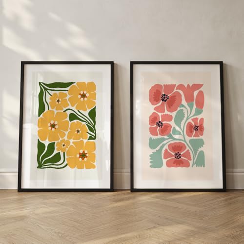 Image of COLOSSAL ART HOUSE Wall Art Set of 2 - 10x13 inch Framed Paintings for Living Room, Bedroom & Home Decor - Modern Wall Decoration for Interior Spaces, Aesthetic & Stylish Design Aqua