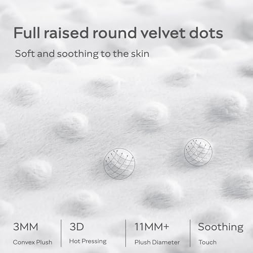 Image of JELLYMONI Micro Soft Plush Baby Blanket for Unisex Boys Girls, 1 Pack Muslin Cotton Minky Blanket with Soothing Raised Dots, Double Layer Bed Throws for Baby Crib, 30x40 Inches