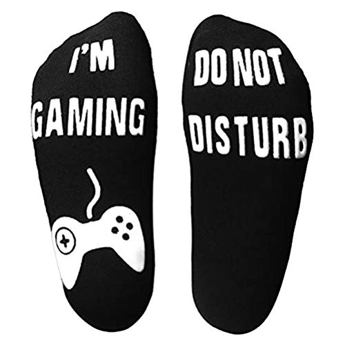 Calcetines Divertidos y Luminosos para Juegos con Letras, Regalo Novedoso para Navidad, Fiestas con Agarre (negro1)