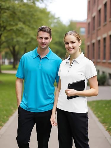 Image of FlowTech Men's Performance Polo Shirt DryMax Quick‑Dry Pinhead Texture Breathable Moisture‑Wick Odor‑Free