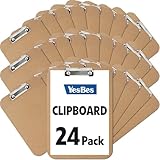 24 Pack Clipboards Bulk, Clipboards for Classroom, Letter Size (9 x 12.4 Inch) Wooden Clipboard, Hardboard Office Clipboard, Classroom Supplies