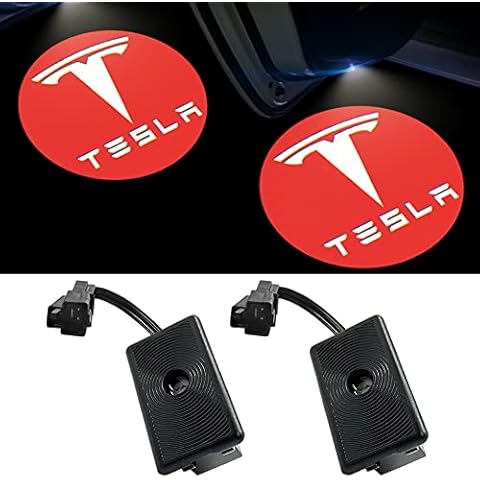 EastFly Never Fade Ultra-Bright Led Puddle Door Lights Logo Projector Light for Tesla Model 3 Model S Model X Model Y(3. Red bottom Emblem with Letter) Cover