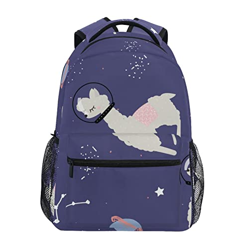 Sac à dos école enfant lama espace grand compartiment fille garçon 29x40cm