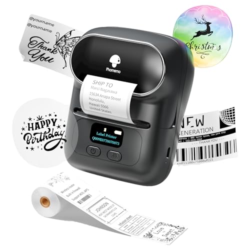 Image of Phomemo M110 Label Maker-Portable Label Sticker Barcode Printer for Jar, PhotoLogo, Address, Mailing, Clothing, Jewelry, Office, Print Black on White, for iOS & Android System