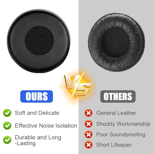 AXFEE Ersatz Ohrpolster für Jabra-Evolve 75(75UC 75MS 75SE), Ersatzpolster Kopfhörer Ohrpolster Mit Weichem Proteinleder, Memory-Schaum, Professionelle Ersatzpolster für Over-Ear Kopfhörer-Schwarz
