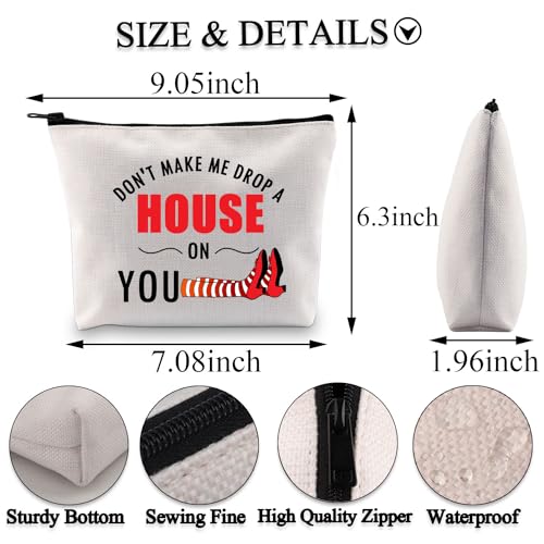 PLITI Wizard Oz Gifts Dorothy Ruby Gifts Ruby Red Slippers Gift Don't Make Me Drop a House On You Wizard Fans Makeup Bag (Drop a House bagU) - Image 2