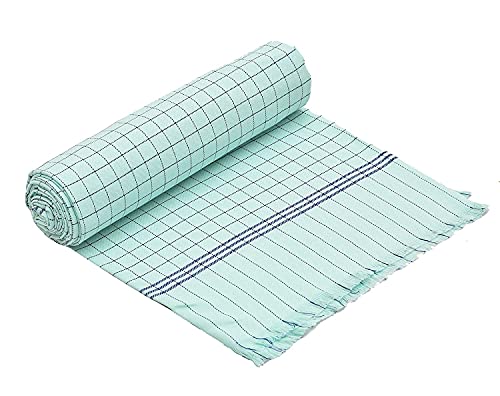Image of 100% Cotton Soft Beautiful Coloured Chek Single Bed Size Skin Friendly Summer AC Blanket /Khes /Dohar /Top Sheet Set /Chadar (Green Coloured)