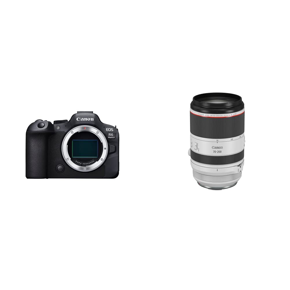 Canon EOS R6 Mark II Body with Stop Motion Animation Firmware with RF 70-200mm F2.8 L is USM Lens, Telephoto Zoom Lens, 3792C002