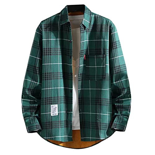 tuduoms Mens Plaid Flannel Shirt Jacket Soft Sherpa Lined Jacket Coat Relaxed Fit Button Down Casual Warm Fleece Winter Shirt