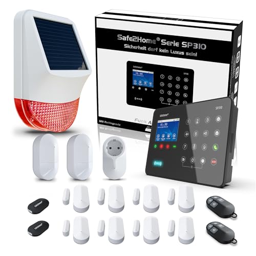 Safe2Home® SP310 Funk Alarmanlage Komplett Set - TÜV-Rheinland zeritifizierte Basis – App...
