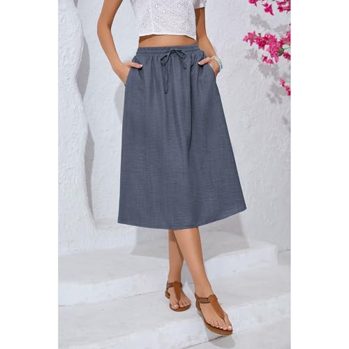 Image of Witsmile Women's Summer Pleated High Waisted Casual Flowy Skirt Pockets