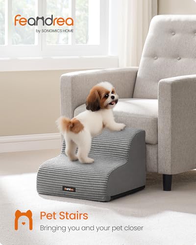 Feandrea 2-Step Dog Stairs, Dog Steps for Bed, Sofa, Waterproof Pet Stairs with Anti-Slip Designs, Gentle Slope, Removable Washable Cover, Handle, Dove Grey PPS002G01 - Image 4