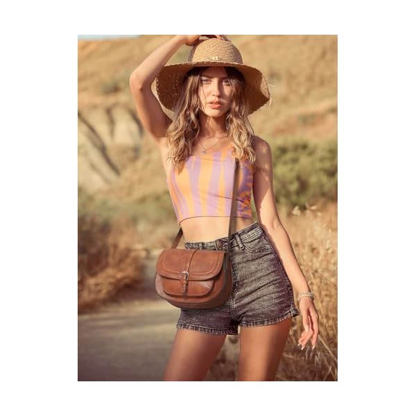 AFKOMST Crossbody Bags for Women,Small Saddle Purse and Boho Cross Body Handbags,Vegan Leather