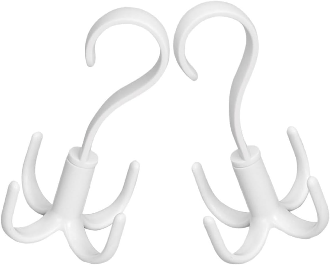 2pcs Rotating Purse Hangers with Four-Claw Design for Home and Closet Use, Space-Saving White Ps Hooks Convenient for Hanging Light Clothes, Handbags, Scarves, and Belts