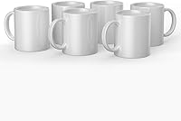 Cricut 12oz White Sublimation Mugs, 6 Pack - Beveled Blank Ceramic Coated, Dishwasher Safe, Mug Press & Infusible Ink Compatible
