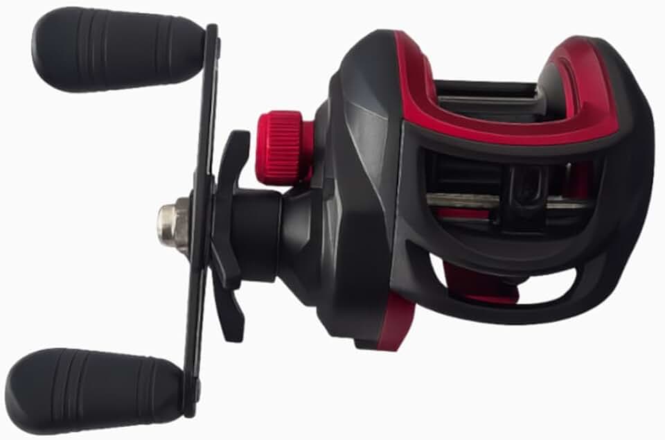 Albema Carretilha Anti Cabeleira 19 Rolamentos Freio Magnético 7:2:1 Vermelha para Pesca de Arremesso e Iscas Artificiais