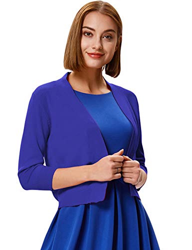 Image of GRACE KARIN Women Cardigan Sweaters Lightweight Knit Cropped Cardigans Trendy 3 /4 Sleeve Shrug Bolero S-3XL