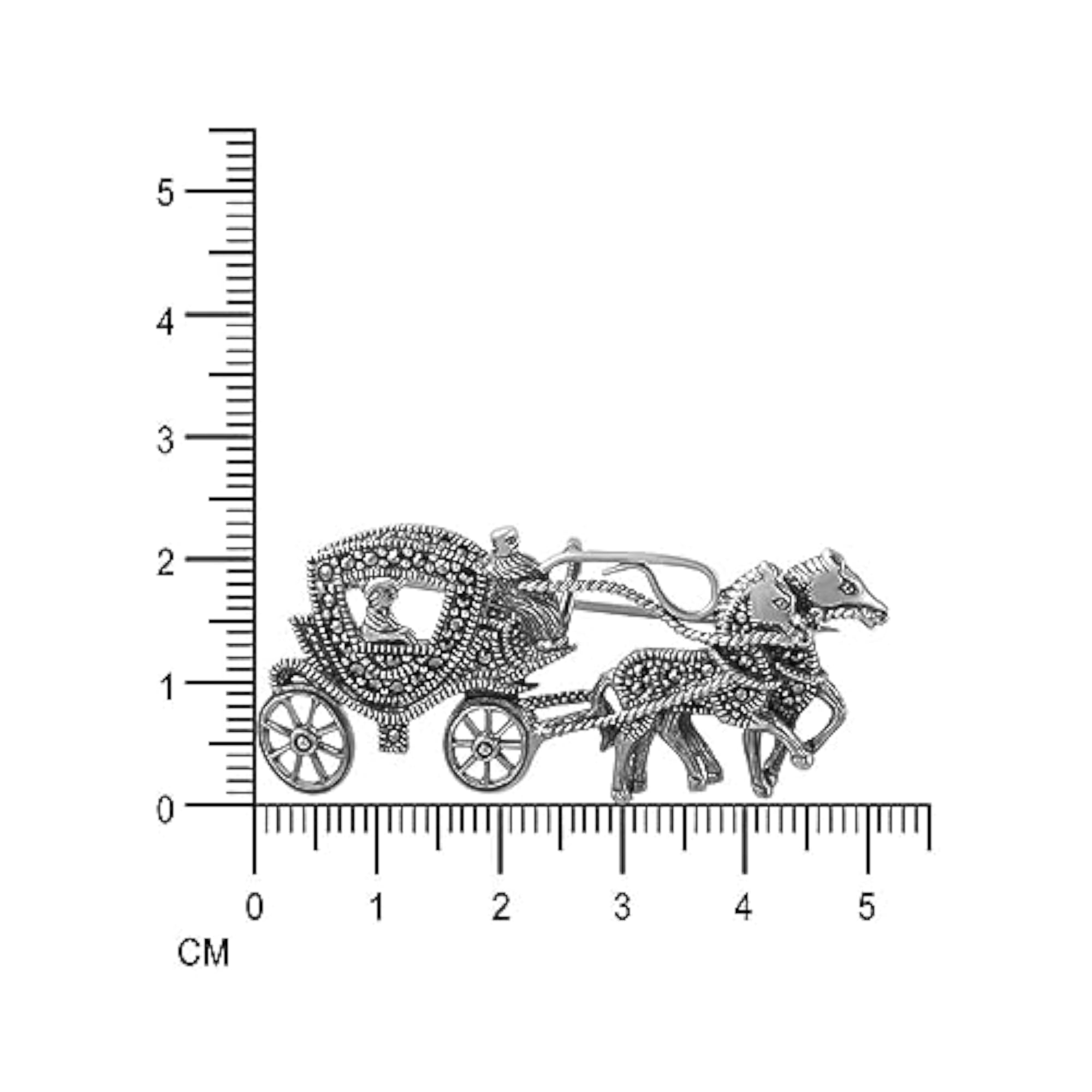Oxidised Horse-Cart Brooch, Unisex Gift