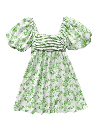 Image of Floerns Women's Floral Dress Puff Sleeve Dress Square Neck Summer Vacation Picnic Mini Dresses