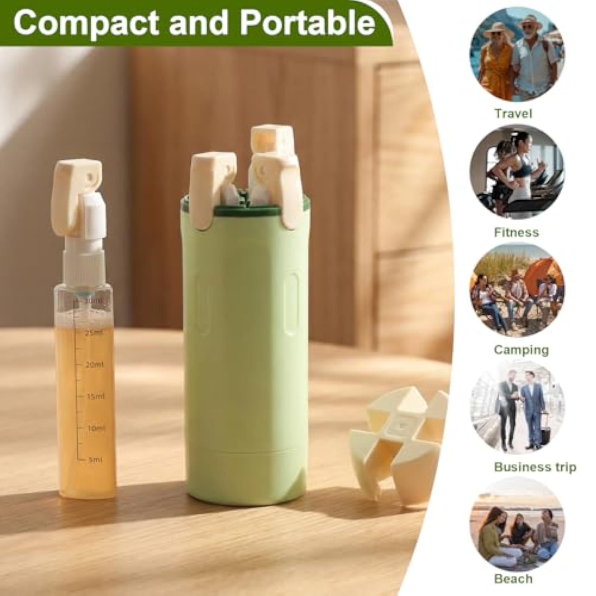 4 in 1 Travel Dispenser, Green, Portable Organizer