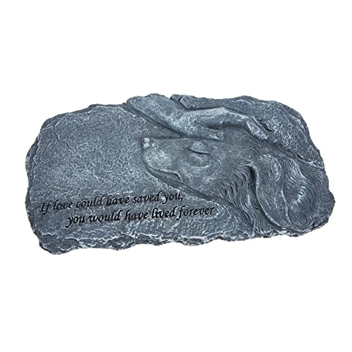 HANABASS レジン製防水ペット墓石プレート 耐久性ある犬位牌 記念写真対応 ペット記念碑 ガーデン用動物彫刻 しっかり固定可能 ディスプレイ用