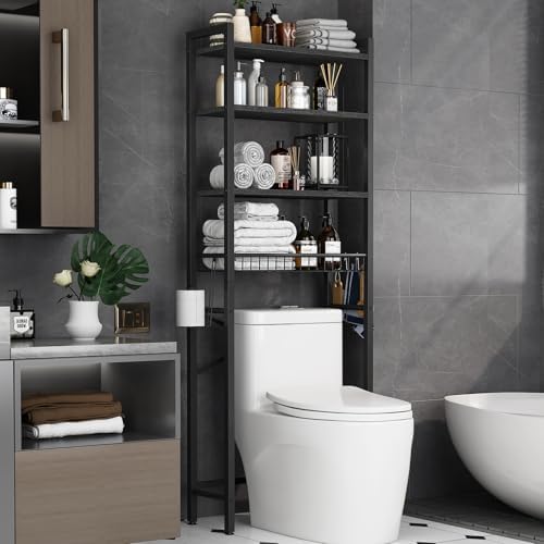 Over-The-Toilet Storage Rack, 4-Tier Bathroom Organizer Shelf Ove...