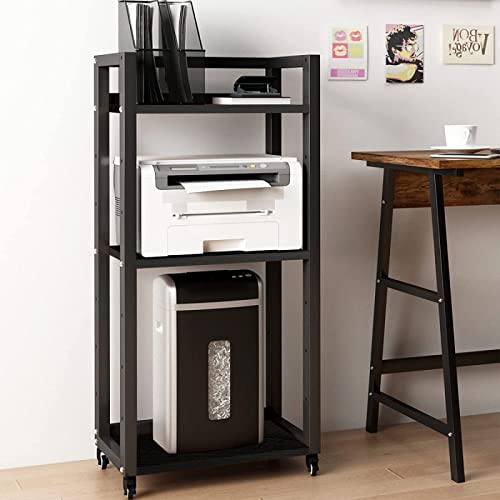 Image of Natwind 3-Tier Tall Printer Stand,Shredder Stand Computer Host Holde,Black
