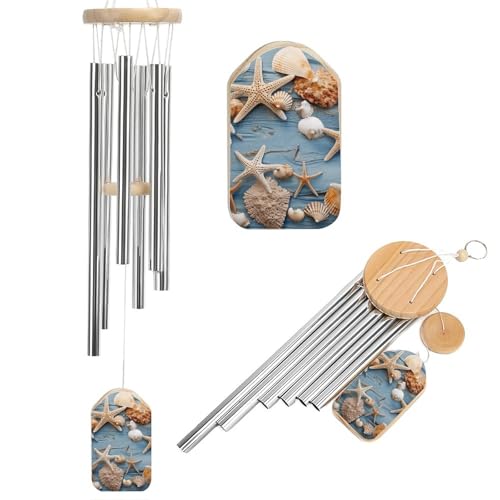 Outdoor Wind Chimes, Shell Starfish Pattern Printed Wind Chimes,Simple Wind Chimes,Curtain Wind Chimes for Home Decoration