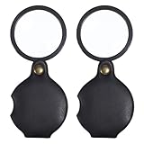 2 Stück 15-fache Taschenlupe, Faltbare Lupe, Tragbare Leselupe, Vergrößerungsglas mit Drehbare Schutzhülle, Mini Lupe für Lesen Bücher Zeitungen Landkarten Reparieren Basteln (Schwarz)
