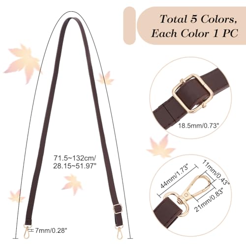 PandaHall 5 Color Adjustable Shoulder Strap, 28.152 Inch Leather Strap for PU Leather Crossbody Bag, Removable Tote Bag Strap with Gold Lobster Buckle2