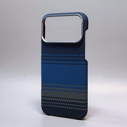 Étui fibre de carbone pour iPhone 15 Pro Max, la coque fine bleu pour le quotidien