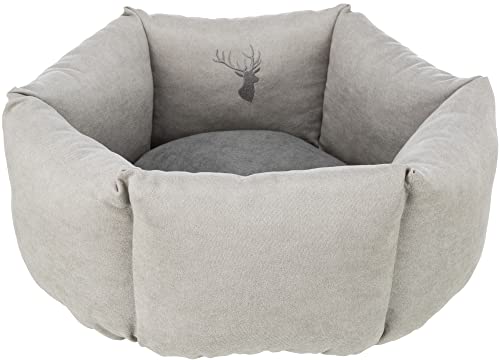 TRIXIE Hundebett Leni ø 55 cm in sand/grau - geräumiger Hundeschlafplatz mit gemütlichem Kissen - Hundekorb für kleine Hunde - rutschfest und waschbar - 37992