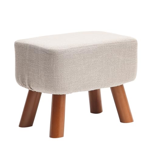 XLIHAWY Small Rectangle Foot Stool, Linen Footrest Ottoman Stool with Non-Skid Wood Legs, Soft Sponge Padded Wooden Chair for Couch Desk Office Living Room (Color : Light Gray, Size : 15.75x11.02x12